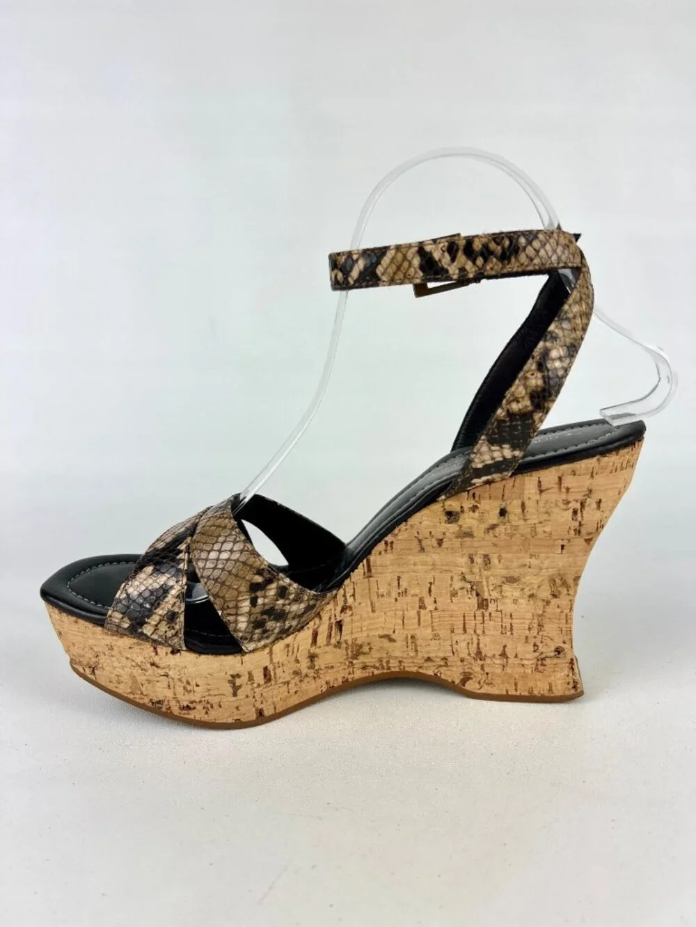 Donald J Pliner Womens Sail Platform Cork Wedge Sandals Brown Snake size 10.5